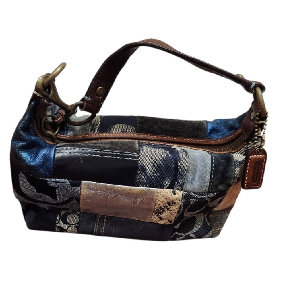 Coach Patchwork Denim Flower Print Accessory Pouc… - image 8